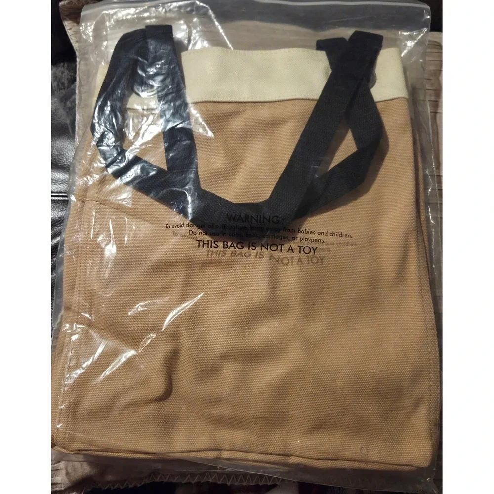 Thirty-One Retired Canvas Storage Tote‎ Dandelions Pattern Tan Cream Bag NIP